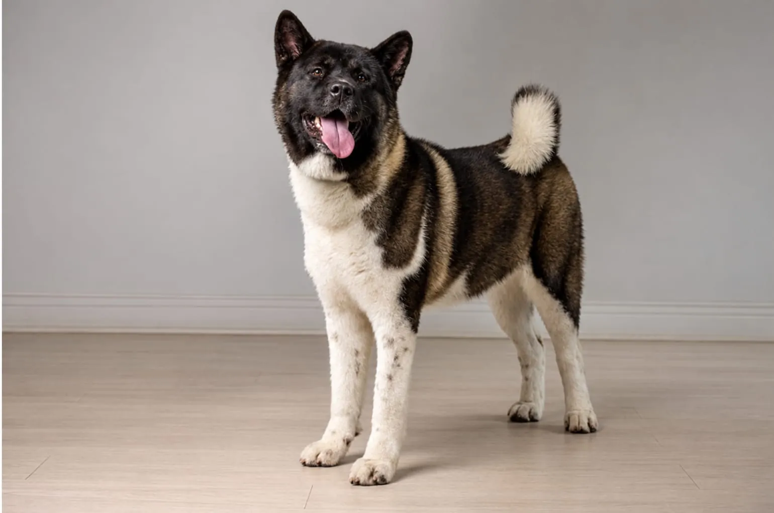 Hachi standing in profile